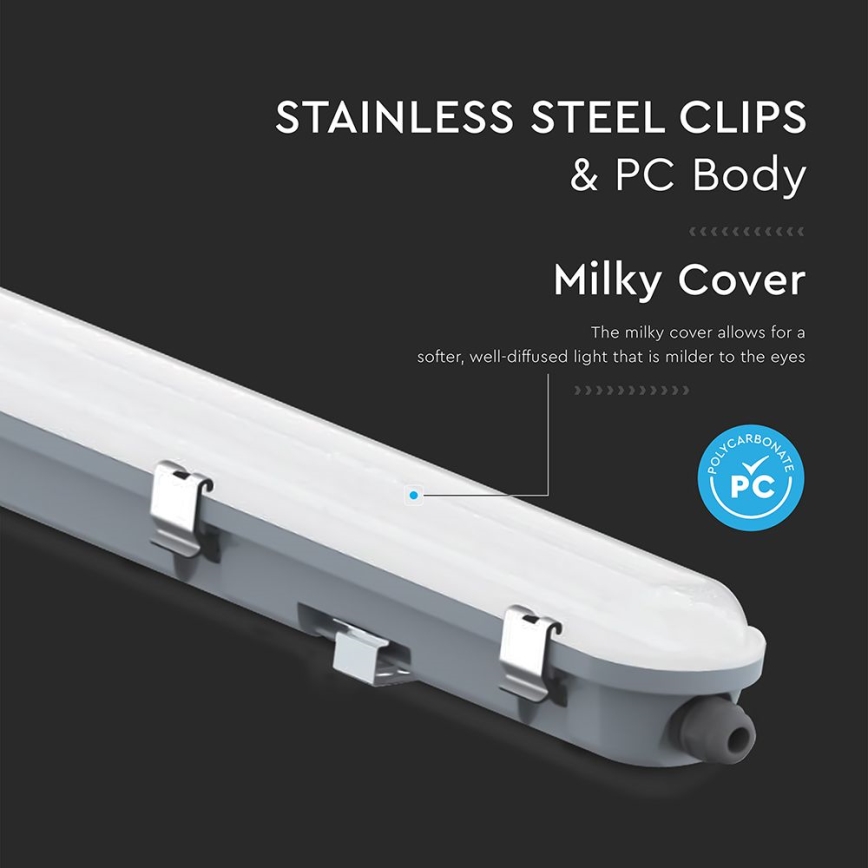 LED luminaria industrial tipo fluorescente con sensor de movimiento y sensor crepuscular LED/48W/230V IP65 6500K 150 cm