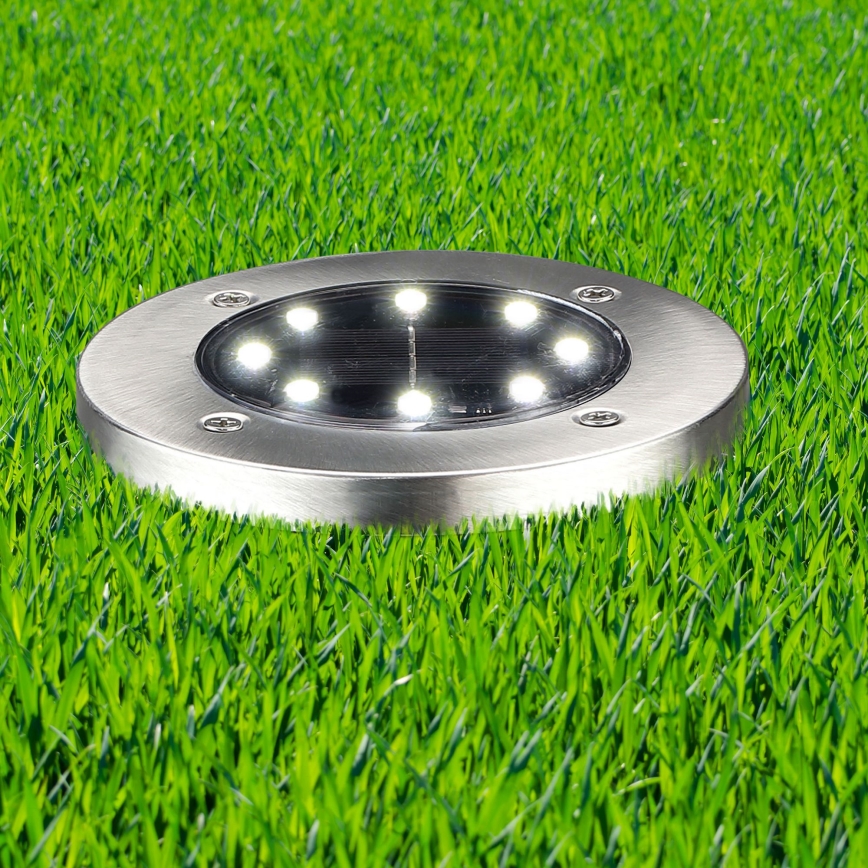LED Luz empotrable de suelo solar SOLLY LED/1,2V 6500K diá. 11,5 cm 300 mAh IP44 cromo mate
