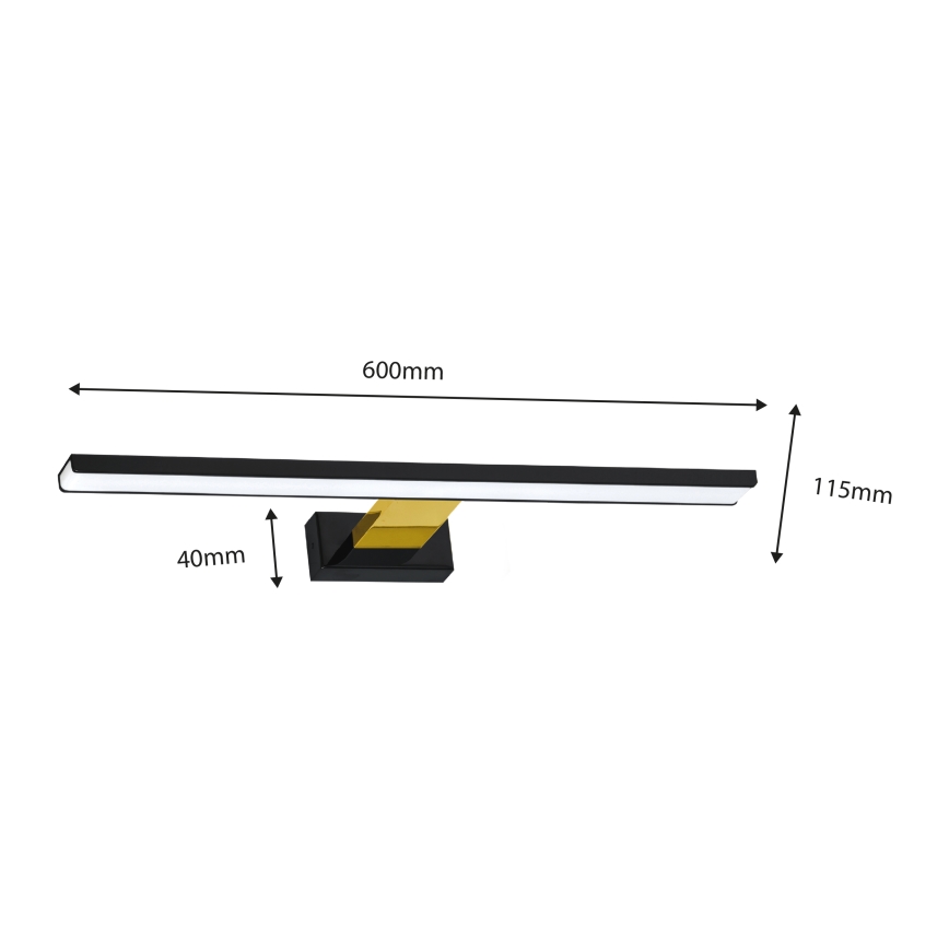 Iluminación LED para espejo de baño SHINE LED/13,8W/230V IP44 negro/dorado