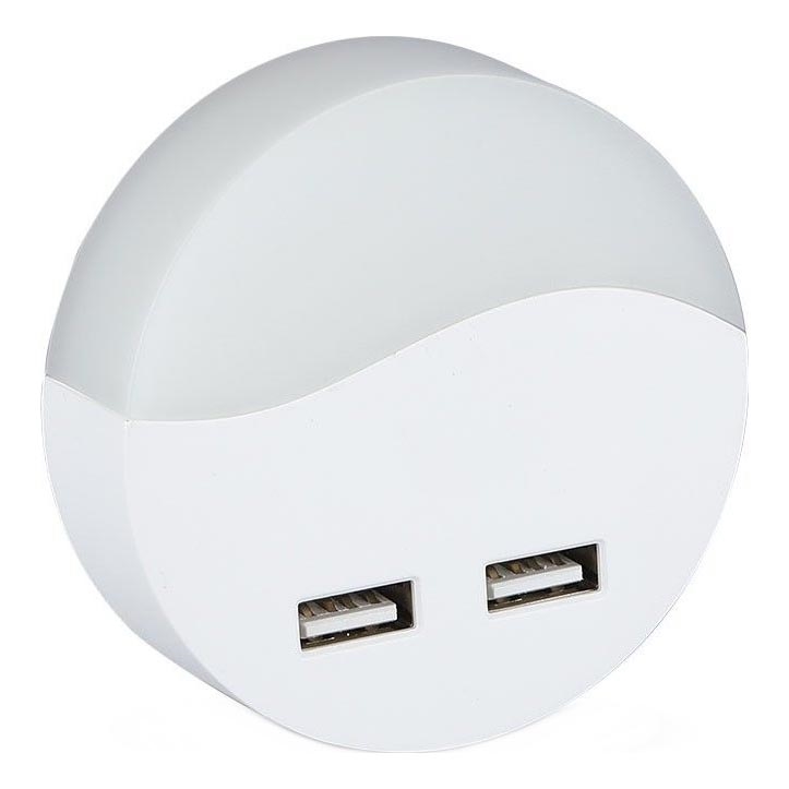 LED Luz nocturna de enchufe con sensor crepuscular 2xUSB LED/0,45W/230V 3000K