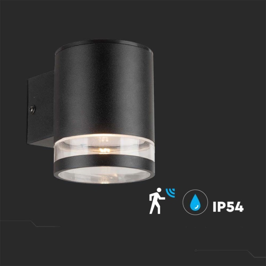 LED Luz solar de pared para exterior con sensor LED/1W/3,7V 3000K IP54 negro