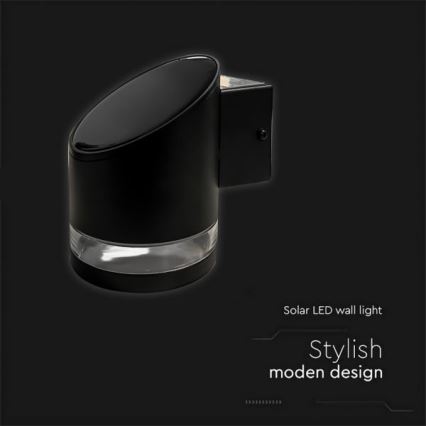 LED Luz solar de pared para exterior LED/1W/3,7V 3000K IP54 1200 mAh negro