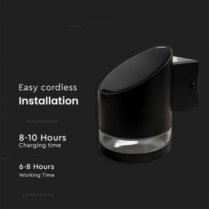 LED Luz solar de pared para exterior LED/1W/3,7V 3000K IP54 1200 mAh negro