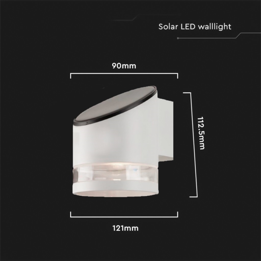 LED Luz solar de pared para exterior LED/1W/3,7V 3000K IP54 blanco
