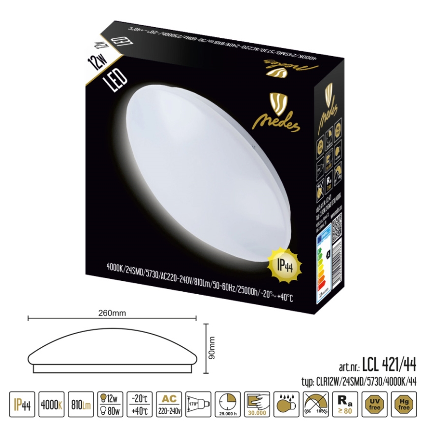 LED Plafón para el baño LED/12W/230V IP44
