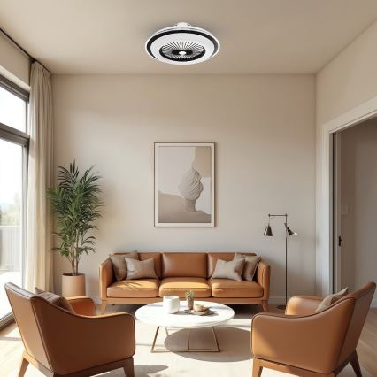 LED Plafón regulable con ventilador ZEPHYR LED/48W/230V 3000-6000K negro + control remoto