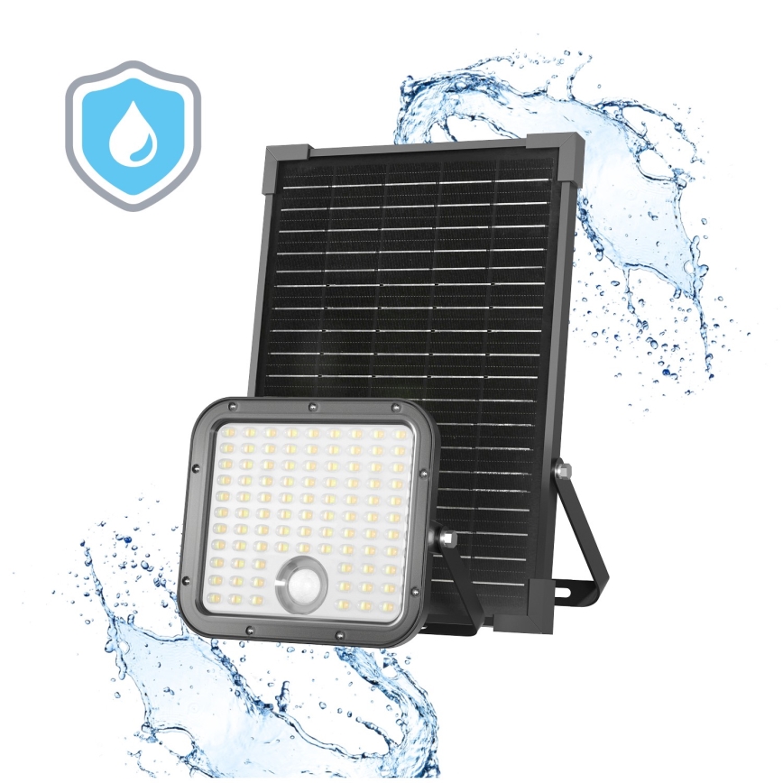 LED Proyector solar de exterior con sensor LED/30W/6,4V IP65 3000/4000K 6000 mAh + control remoto