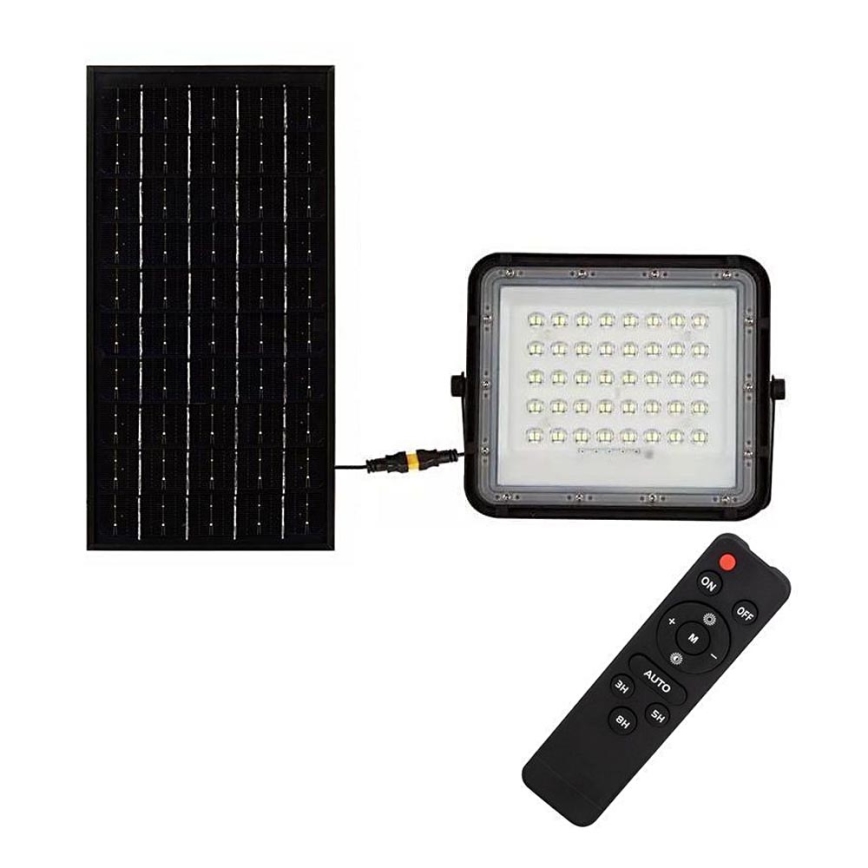 LED Proyector solar de exterior LED/10W/3,2V IP65 4000K 6000 mAh negro + control remoto