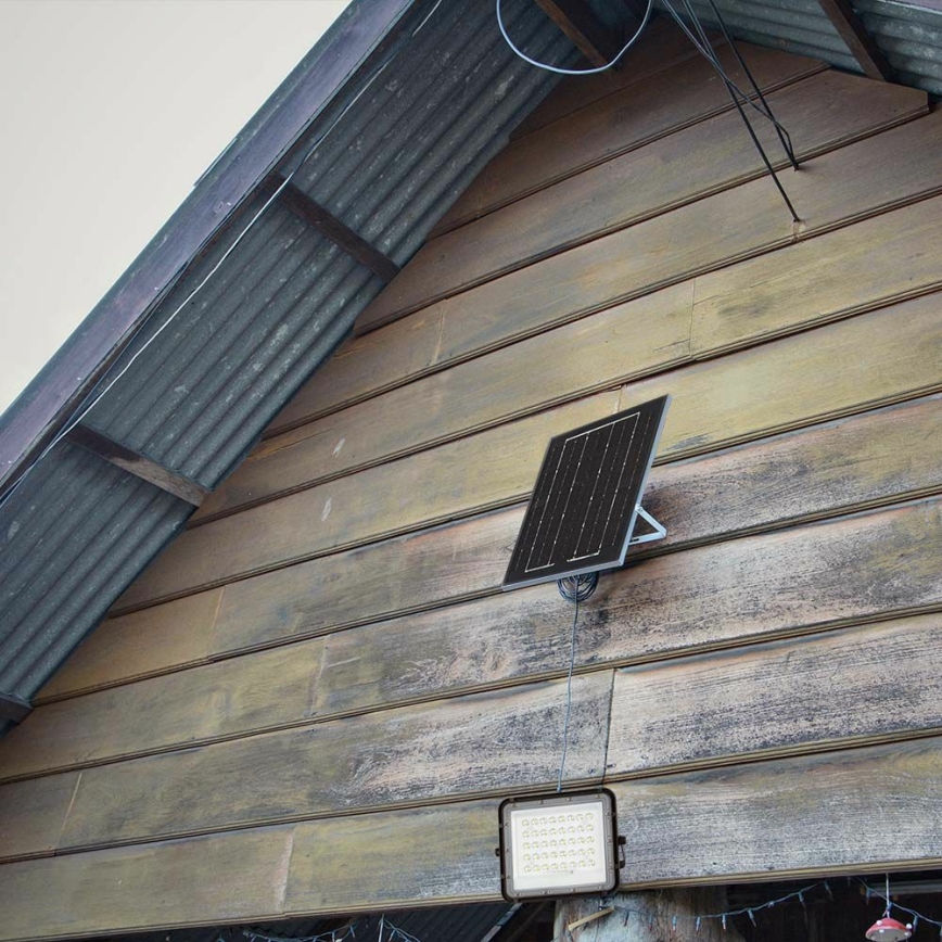 LED Proyector solar de exterior LED/10W/3,2V IP65 4000K 6000 mAh negro + control remoto