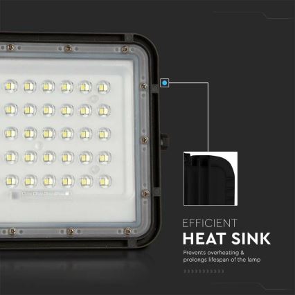 LED Proyector solar de exterior LED/10W/3,2V IP65 4000K 6000 mAh negro + control remoto