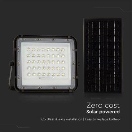LED Proyector solar de exterior LED/10W/3,2V IP65 4000K 6000 mAh negro + control remoto