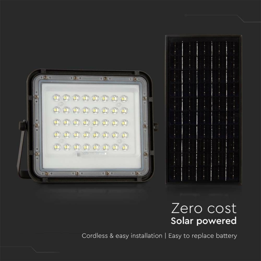 LED Proyector solar de exterior LED/10W/3,2V IP65 4000K 6000 mAh negro + control remoto