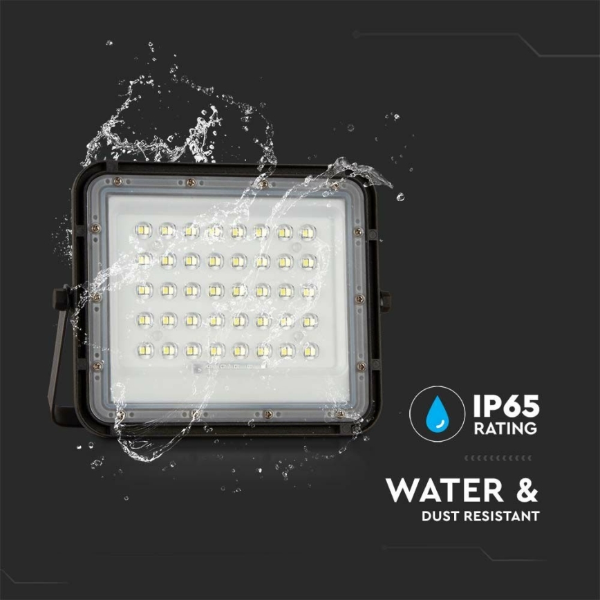 LED Proyector solar de exterior LED/10W/3,2V IP65 4000K 6000 mAh negro + control remoto