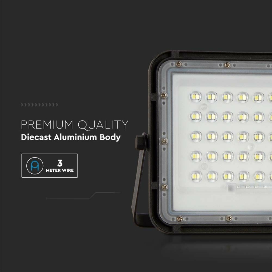 LED Proyector solar de exterior LED/10W/3,2V IP65 4000K 6000 mAh negro + control remoto