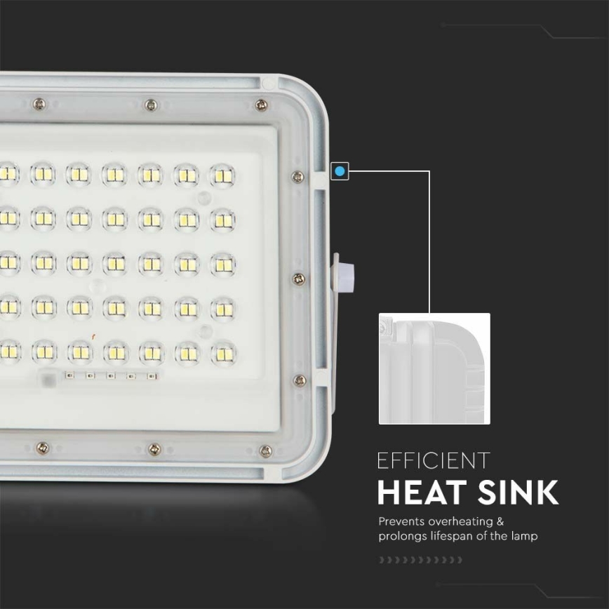Proyector solar LED regulable para exteriores LED/10W/3,2V IP65 6400K 6000 mAh blanco + mando a distancia