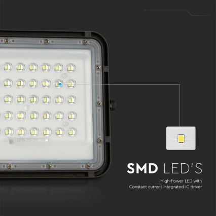 LED Proyector solar de exterior LED/10W/3,2V IP65 6400K 6000 mAh negro + control remoto