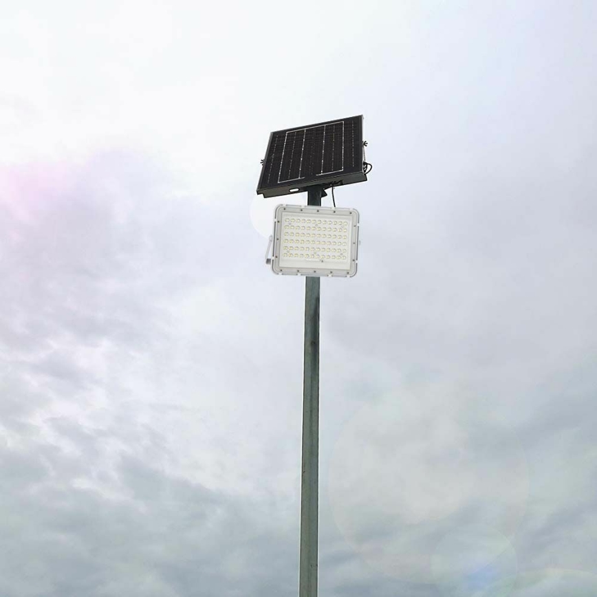 Proyector solar LED regulable para exteriores LED/15W/3,2V IP65 4000K 12000 mAh blanco + mando a distancia