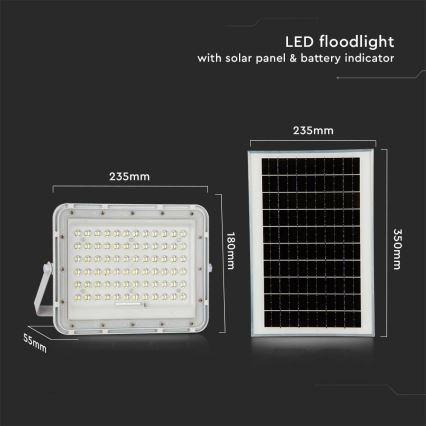 Proyector solar LED regulable para exteriores LED/15W/3,2V IP65 4000K 12000 mAh blanco + mando a distancia