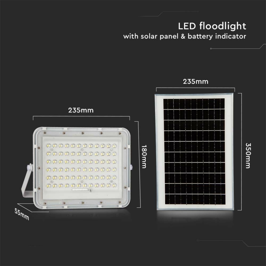 Proyector solar LED regulable para exteriores LED/15W/3,2V IP65 4000K 12000 mAh blanco + mando a distancia