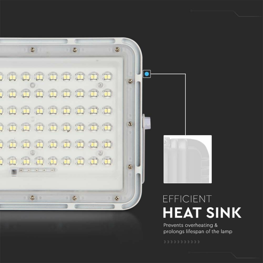 LED Proyector solar de exterior LED/15W/3,2V IP65 6400K blanco + control remoto