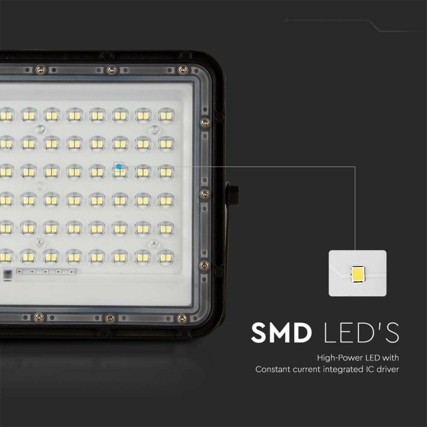 LED Proyector solar de exterior LED/15W/3,2V IP65 6400K 12000 mAh negro + control remoto