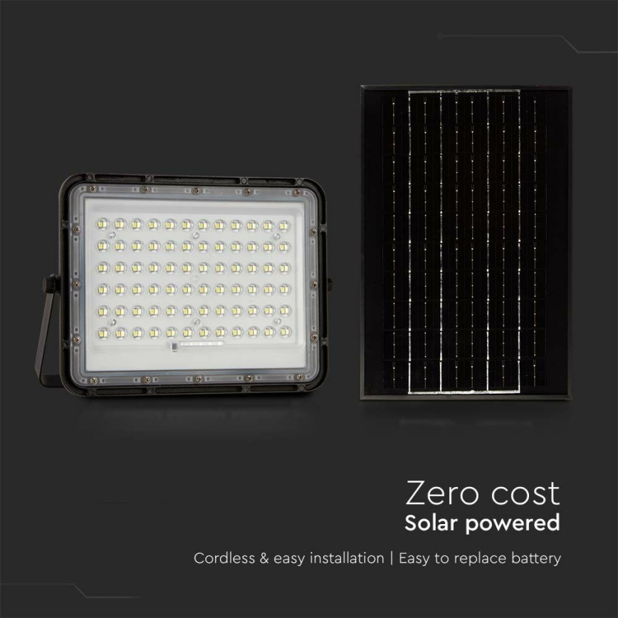 LED Proyector solar de exterior LED/15W/3,2V IP65 6400K 12000 mAh negro + control remoto