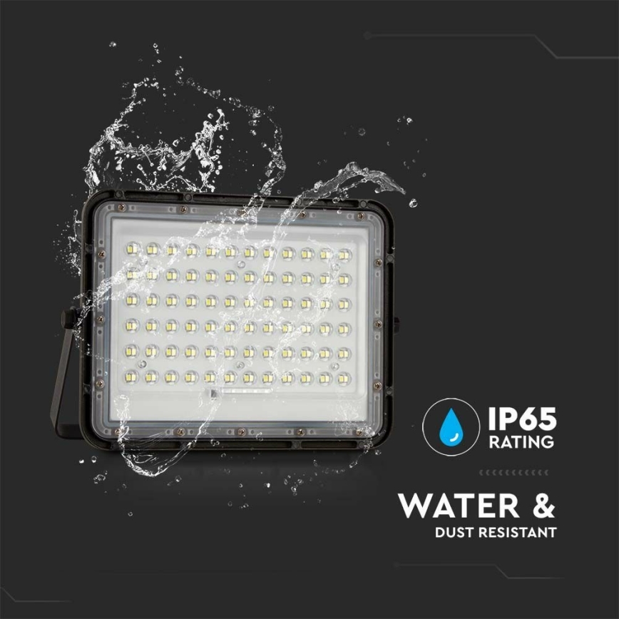 LED Proyector solar de exterior LED/15W/3,2V IP65 6400K 12000 mAh negro + control remoto