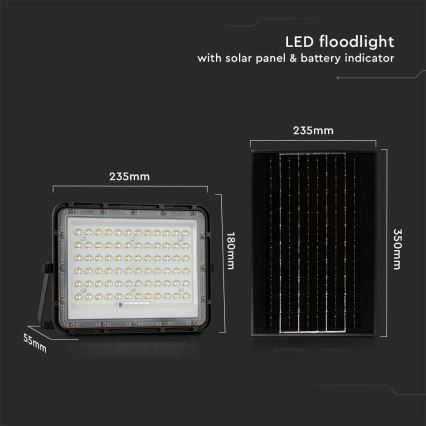 LED Proyector solar de exterior LED/15W/3,2V IP65 6400K 12000 mAh negro + control remoto