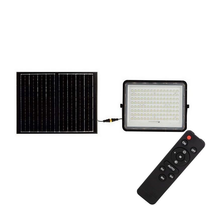 LED Proyector solar de exterior LED/200W/3,2V 4000K negro IP65 16000 mAh + control remoto