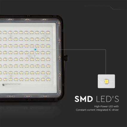 LED Proyector solar de exterior LED/200W/3,2V 4000K negro IP65 16000 mAh + control remoto