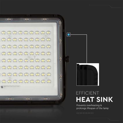 LED Proyector solar de exterior LED/200W/3,2V 4000K negro IP65 16000 mAh + control remoto