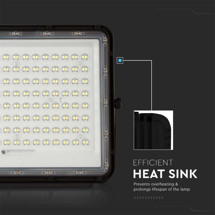 LED Proyector solar de exterior LED/200W/3,2V 4000K negro IP65 16000 mAh + control remoto