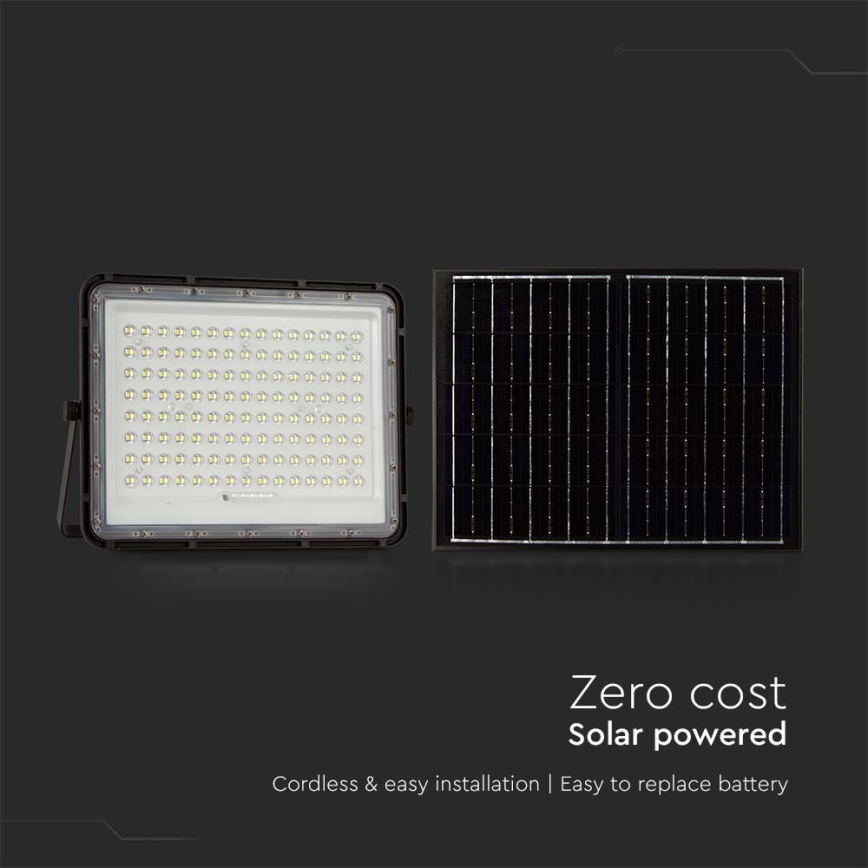 LED Proyector solar de exterior LED/200W/3,2V 4000K negro IP65 16000 mAh + control remoto