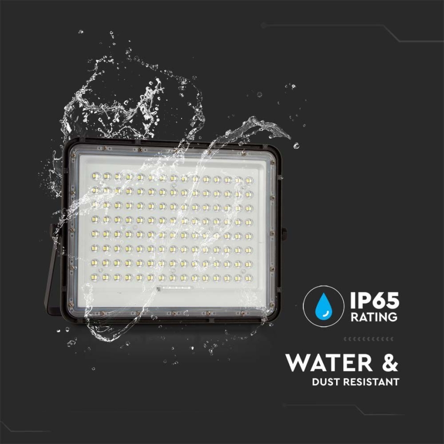LED Proyector solar de exterior LED/200W/3,2V 4000K negro IP65 16000 mAh + control remoto