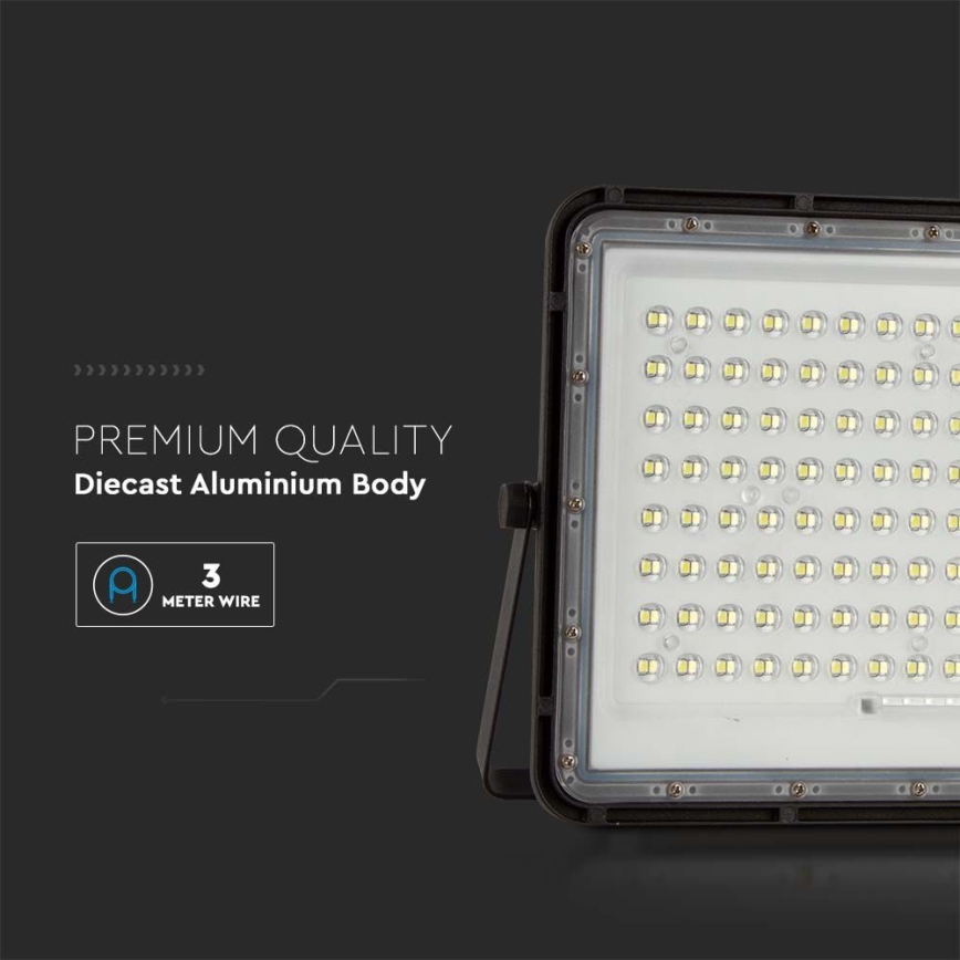 LED Proyector solar de exterior LED/200W/3,2V 4000K negro IP65 16000 mAh + control remoto