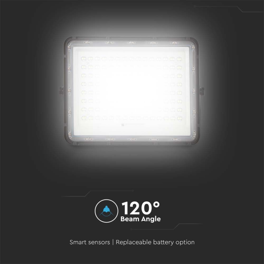 LED Proyector solar de exterior LED/200W/3,2V 4000K negro IP65 16000 mAh + control remoto