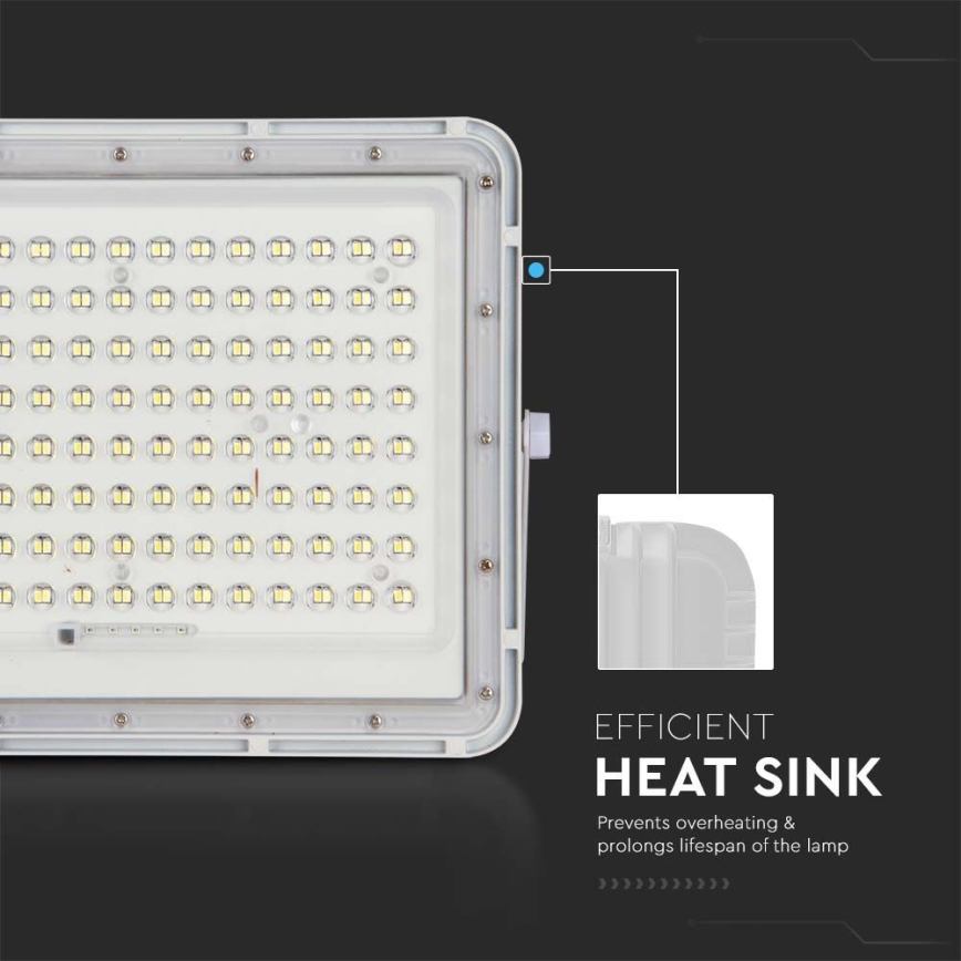 LED Proyector solar de exterior LED/20W/3,2V 6400K blanco IP65 16000 mAh + control remoto