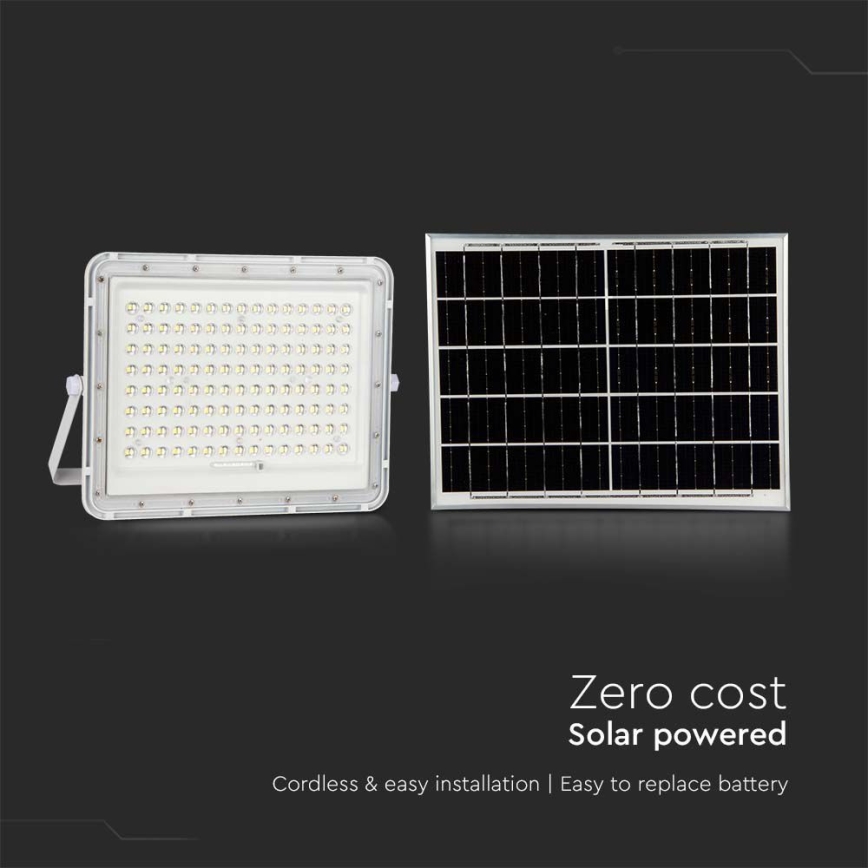 LED Proyector solar de exterior LED/20W/3,2V 6400K blanco IP65 16000 mAh + control remoto