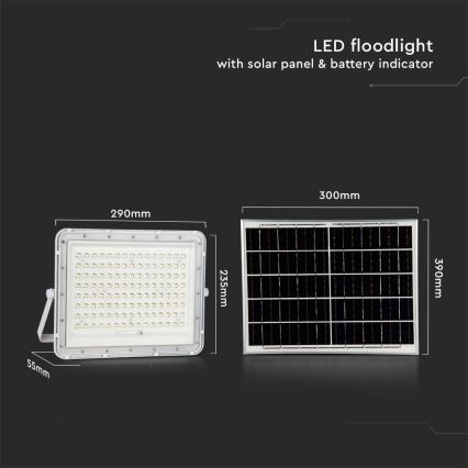 LED Proyector solar de exterior LED/20W/3,2V 6400K blanco IP65 16000 mAh + control remoto