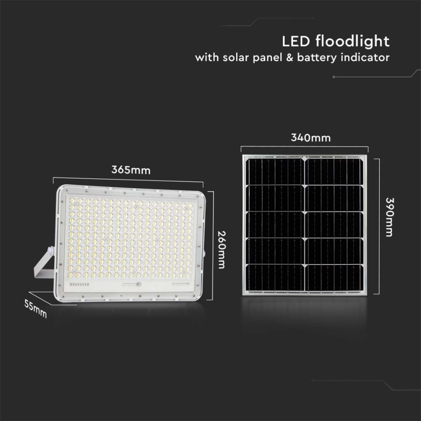 LED Proyector solar de exterior LED/30W/3,2V 4000K blanco+ IP65 + control remoto