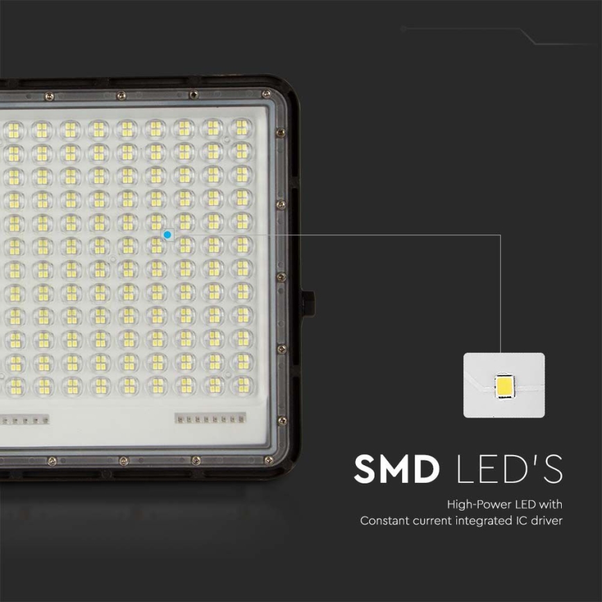LED Proyector solar de exterior LED/30W/3,2V 6400K negro IP65 20000 mAh + control remoto
