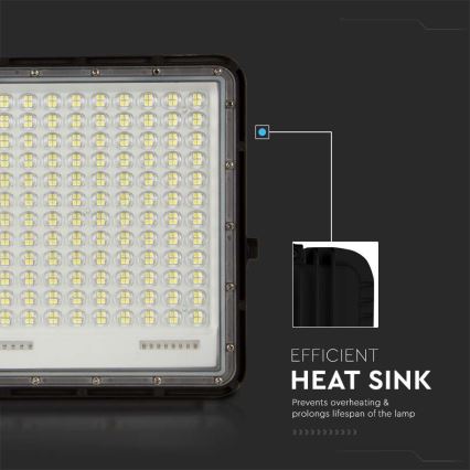 LED Proyector solar de exterior LED/30W/3,2V 6400K negro IP65 20000 mAh + control remoto