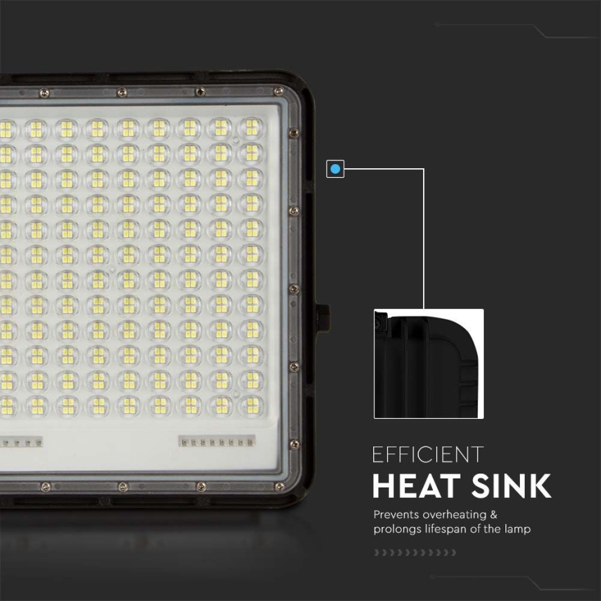 LED Proyector solar de exterior LED/30W/3,2V 6400K negro IP65 20000 mAh + control remoto
