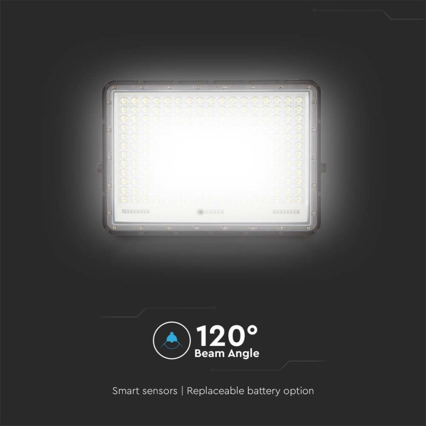LED Proyector solar de exterior LED/30W/3,2V 6400K negro IP65 20000 mAh + control remoto