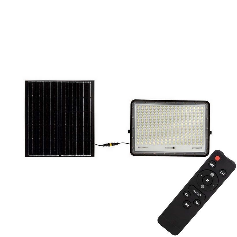 LED Proyector solar de exterior LED/30W/3,2V 6400K negro IP65 20000 mAh + control remoto