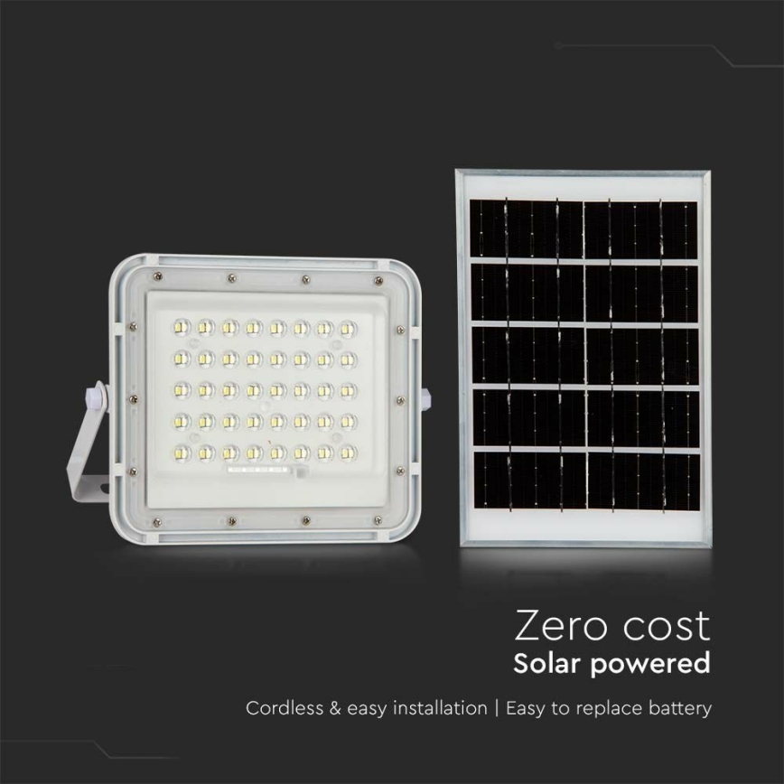 Proyector LED solar regulable para exterior LED/6W/3,2V IP65 4000K 5000 mAh blanco + mando a distancia