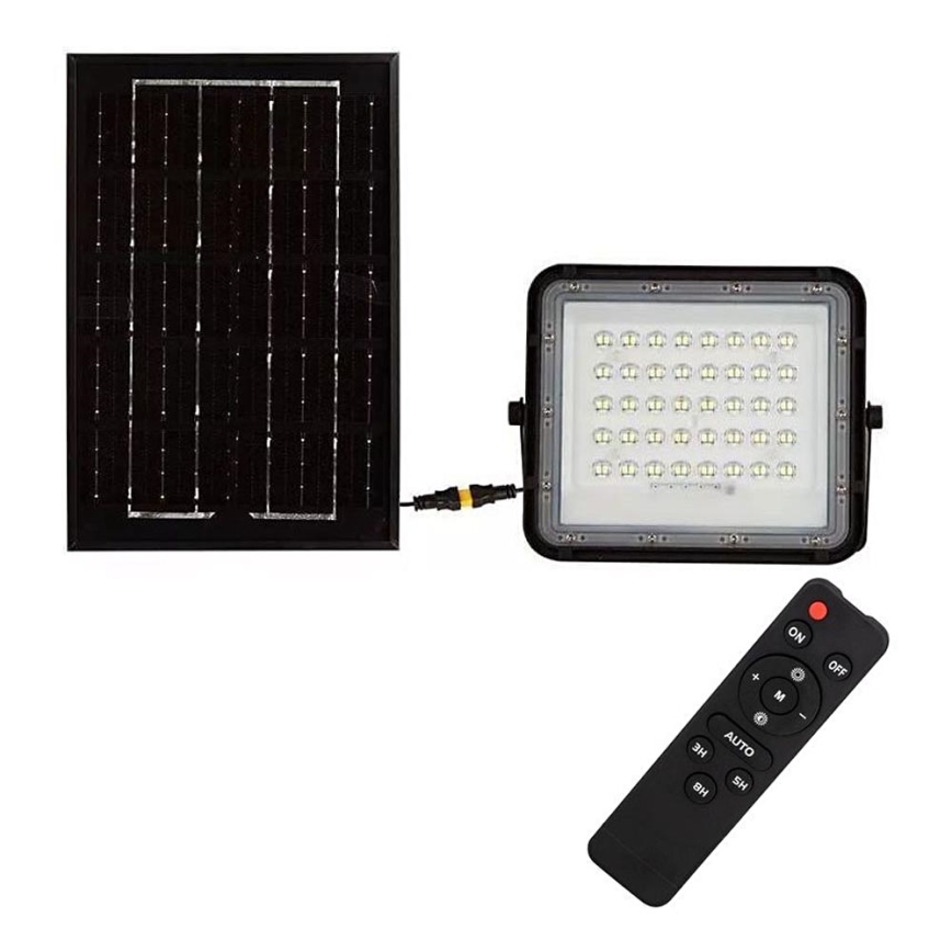 LED Proyector solar de exterior LED/6W/3,2V IP65 6400K 5000 mAh negro + control remoto