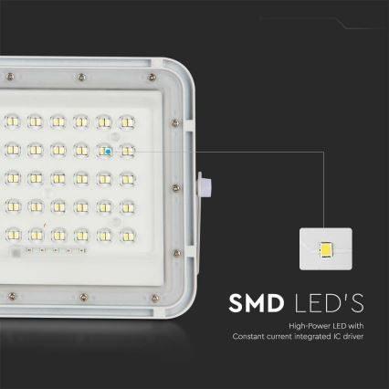 Proyector solar LED regulable de exterior LED/6W/3,2V IP65 6400K 5000 mAh blanco + mando a distancia