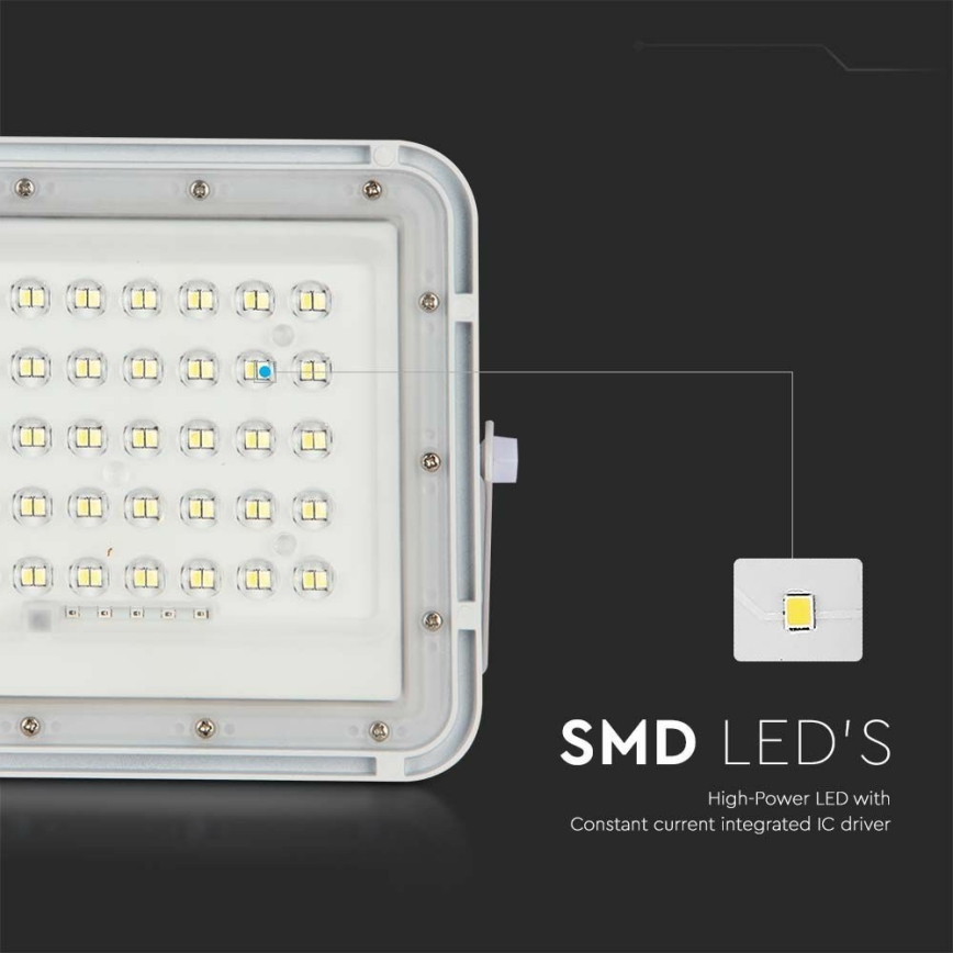 Proyector solar LED regulable de exterior LED/6W/3,2V IP65 6400K 5000 mAh blanco + mando a distancia