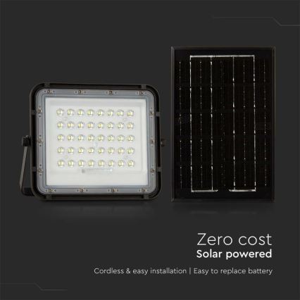 LED Proyector solar de exterior LED/6W/3,2V IP65 6400K 5000 mAh negro + control remoto